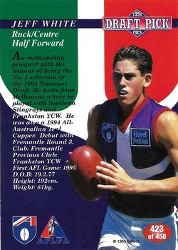 1995 Select AFL #423 Jeff White Back